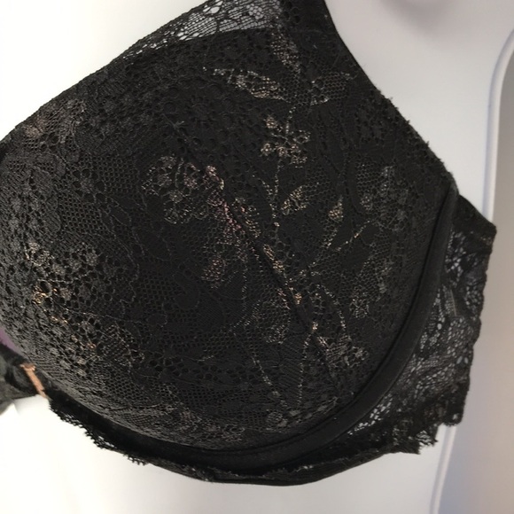 Pink Victoria's Secret Date Push Up Bra Black Lace Size 32DD - Picture 2 of 10